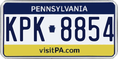 PA license plate KPK8854
