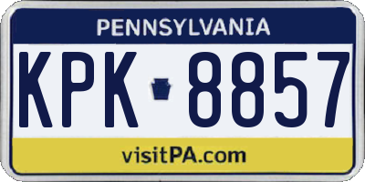 PA license plate KPK8857
