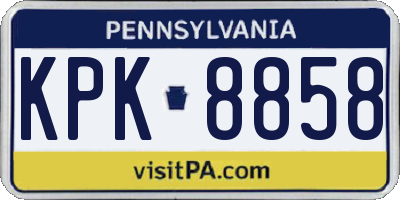 PA license plate KPK8858