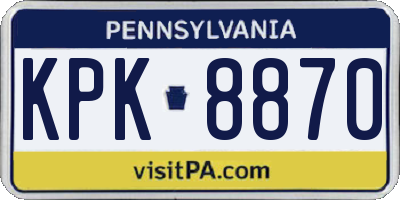 PA license plate KPK8870