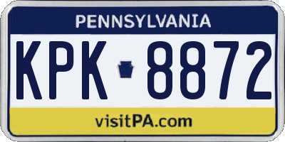 PA license plate KPK8872