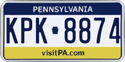 PA license plate KPK8874