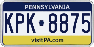 PA license plate KPK8875