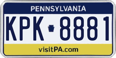 PA license plate KPK8881
