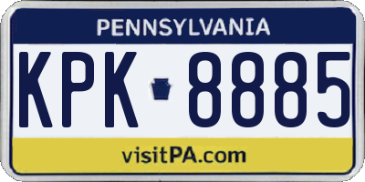 PA license plate KPK8885