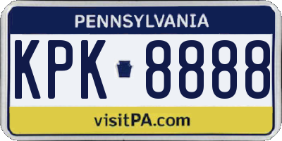 PA license plate KPK8888