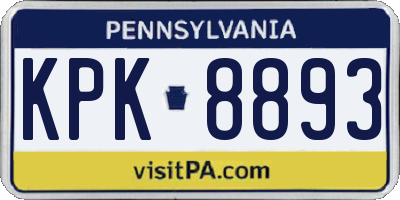 PA license plate KPK8893