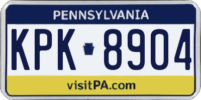 PA license plate KPK8904