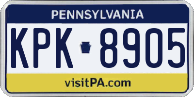 PA license plate KPK8905