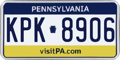 PA license plate KPK8906