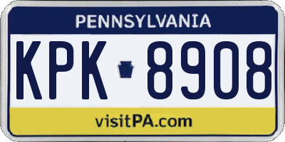 PA license plate KPK8908