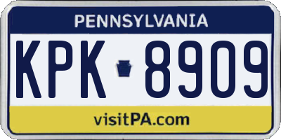 PA license plate KPK8909
