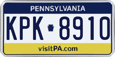 PA license plate KPK8910