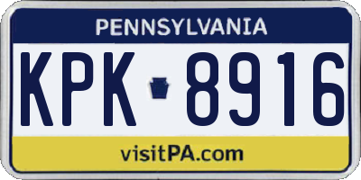 PA license plate KPK8916