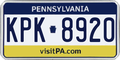 PA license plate KPK8920