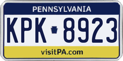 PA license plate KPK8923