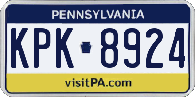 PA license plate KPK8924