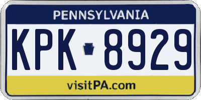 PA license plate KPK8929
