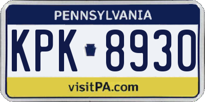 PA license plate KPK8930