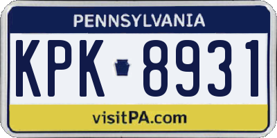 PA license plate KPK8931