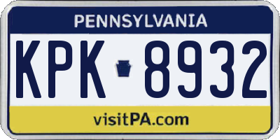 PA license plate KPK8932
