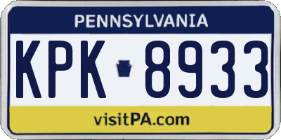 PA license plate KPK8933
