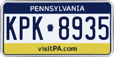 PA license plate KPK8935