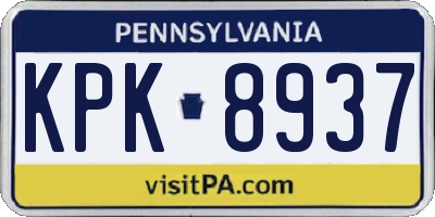 PA license plate KPK8937