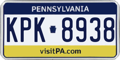 PA license plate KPK8938