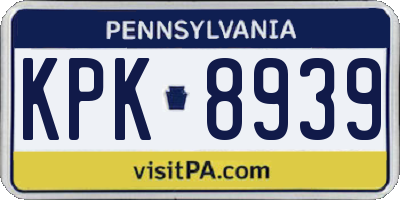 PA license plate KPK8939