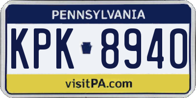 PA license plate KPK8940