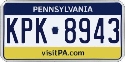 PA license plate KPK8943