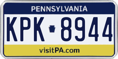 PA license plate KPK8944