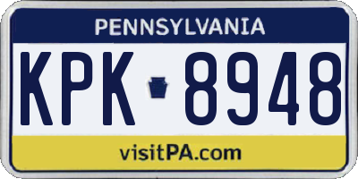 PA license plate KPK8948