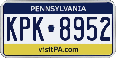 PA license plate KPK8952
