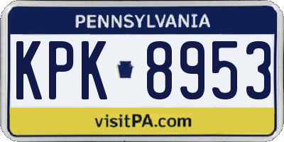 PA license plate KPK8953