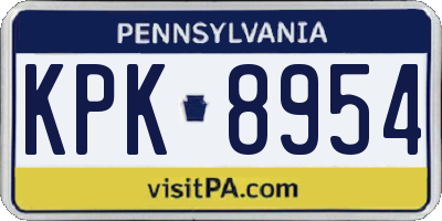 PA license plate KPK8954