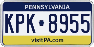 PA license plate KPK8955