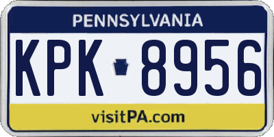 PA license plate KPK8956