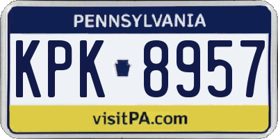 PA license plate KPK8957