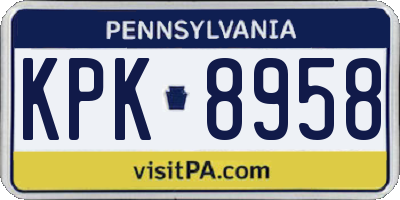 PA license plate KPK8958