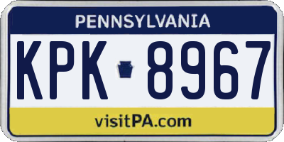 PA license plate KPK8967
