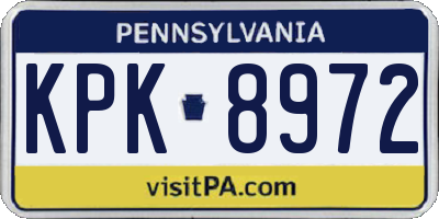 PA license plate KPK8972
