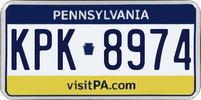 PA license plate KPK8974