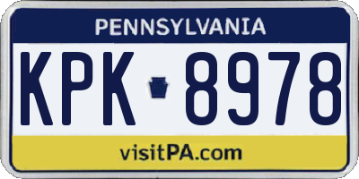 PA license plate KPK8978