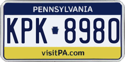 PA license plate KPK8980
