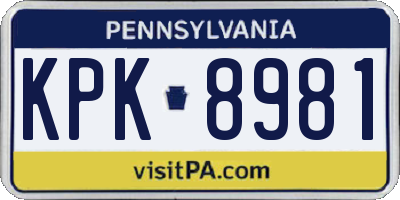 PA license plate KPK8981