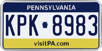 PA license plate KPK8983