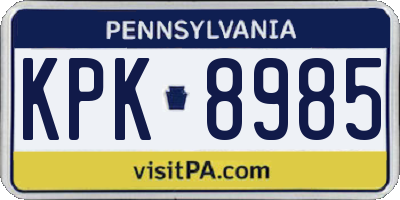 PA license plate KPK8985