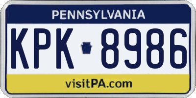 PA license plate KPK8986